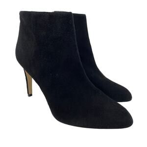 J. Crew Black Suede Stiletto Ankle Booties Women's Sz 10 Side Zip Made in Italy